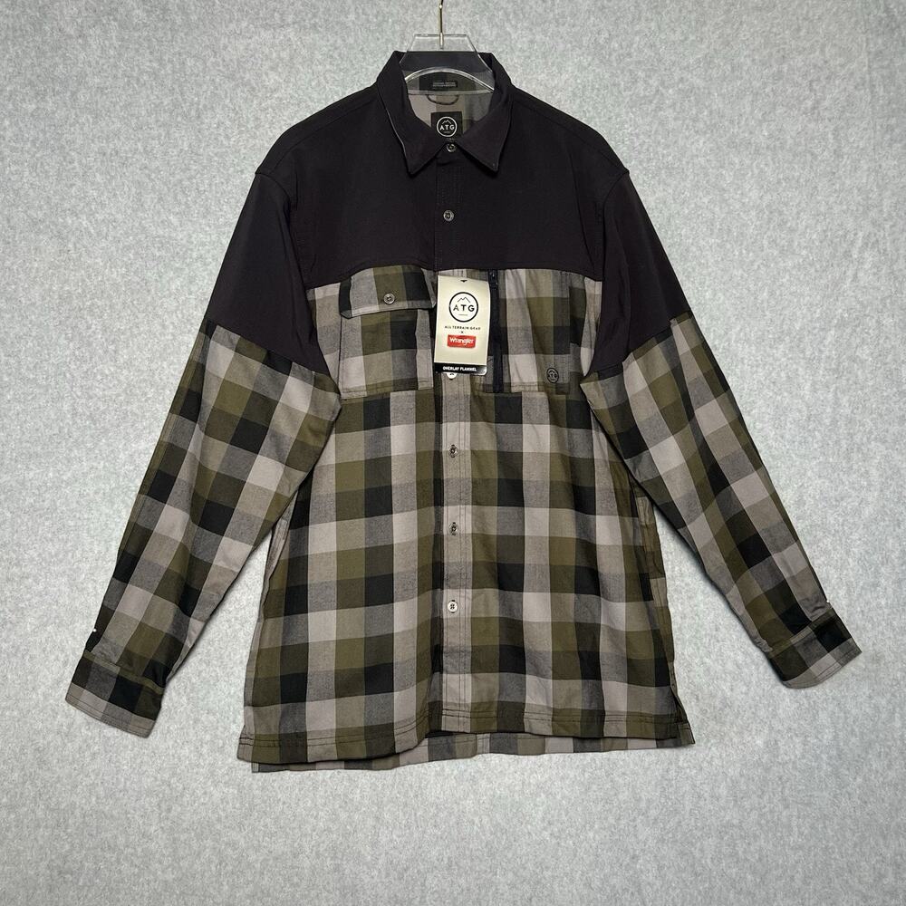 Wrangler ATG Mens M Overlay Flannel Shirt Jacket Plaid Water Repellent NWT